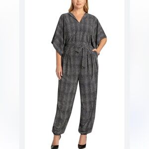 Adyson Parker Elegant Black and White  jumpsuit tie waist side pockets size L